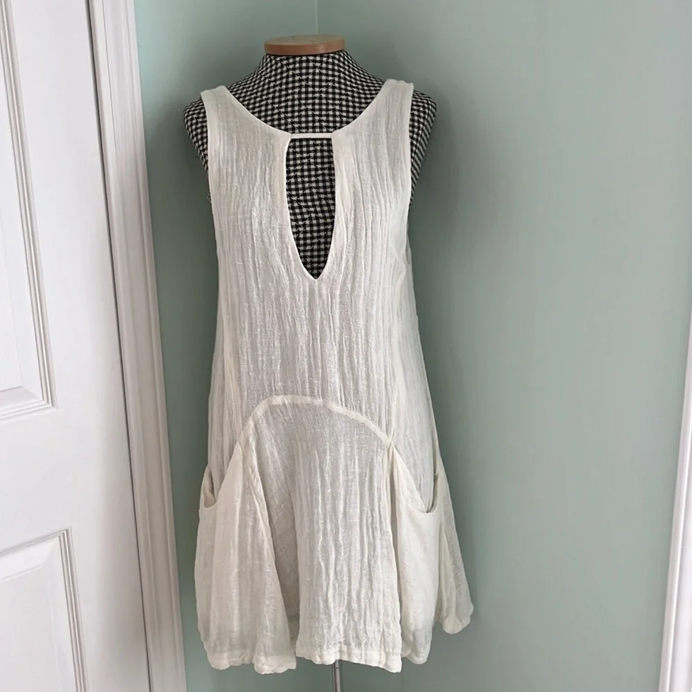 Free People Ivory Textured Mini Dress